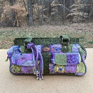 Donna Sharp Patchwork Quilted Shoulder Bag in Purple & Green